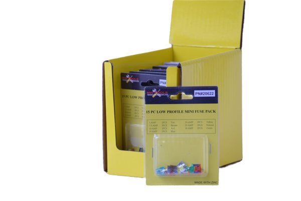 15 Piece Low Profile Mini Fuse Pack