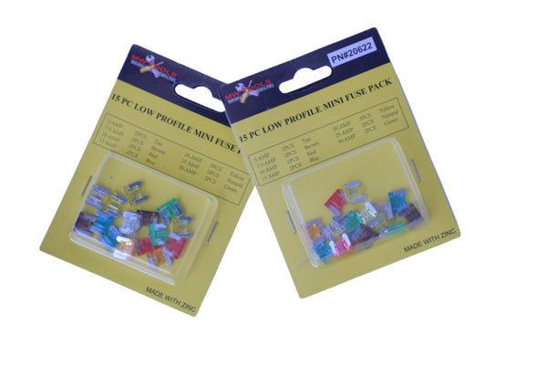 15 Piece Low Profile Mini Fuse Pack