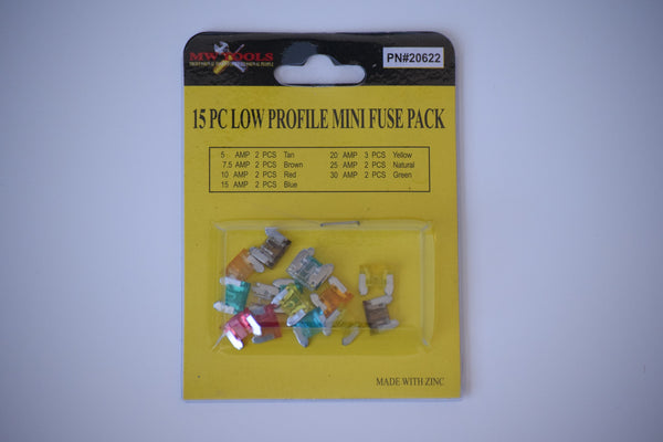 15 Piece Low Profile Mini Fuse Pack